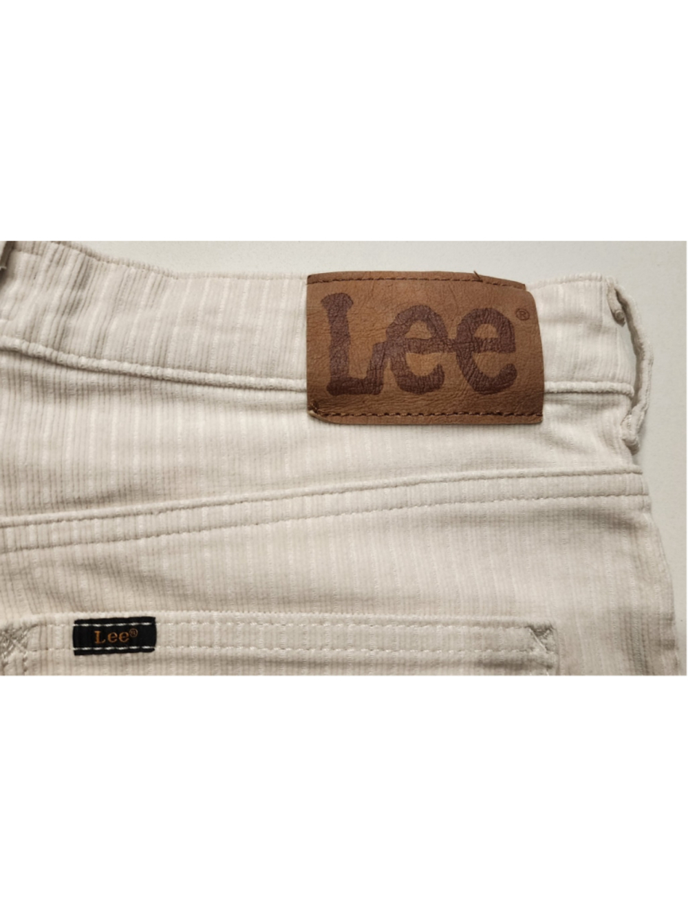 Lee Corduroy Pants Women's Size 30 Cream White Pinstripe Straight Leg 99% Cotton - Picture 6 of 12